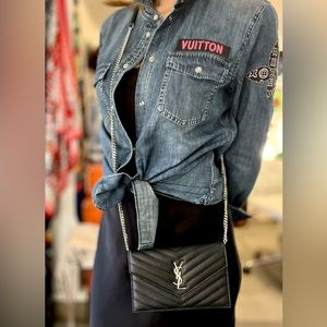 Saint Laurent Monogram Quilted Leather Chain Wallet